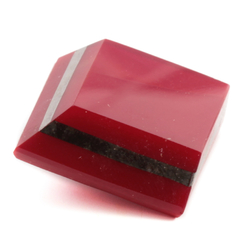 Vintage Czech 1930's geometric red square glass button with silver lustre 23mm