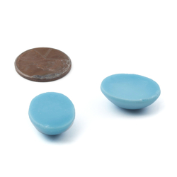 Lot (2) Czech vintage blue oval glass cabochons 20x15mm