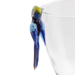 Czech lampwork glass parrot cocktail wine glass decoration ornament