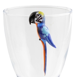 Czech lampwork glass parrot cocktail wine glass decoration ornament