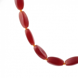 Vintage Czech necklace carnelian red opaline oval rectangle glass beads