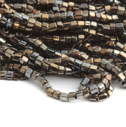 Hank (7000) vintage Czech copper peacock metallic faceted glass seed beads 15 bpi