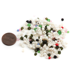 Lot (200) vintage Czech mixed pearl lustre white rondelle glass seed beads 2-4mm