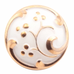 27mm Czech vintage 14k gold gilt white art glass flower button