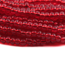 Hank (3200) Vintage Czech transparent red lustre rondelle seed beads 14 beads per inch