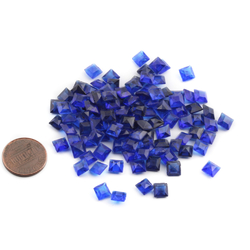 Lot (117) Czech vintage sapphire blue square glass rhinestones 6mm