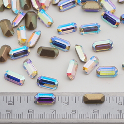 Lot 144pcs 10x5 mm Czech Vintage Baguettes Octagons AB TITANIA crystal Faceted Cut glass Chatons loose stones rhinestones