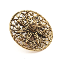 Antique Czech gold tone filigree button 21mm