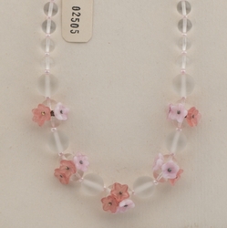 Vintage Czech necklace clear round pastel flower glass beads 