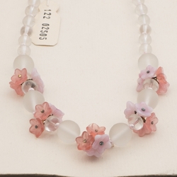 Vintage Czech necklace clear round pastel flower glass beads 