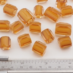 Lot (28) rare Czech antique topaz bicolor pentagon bugle glass beads