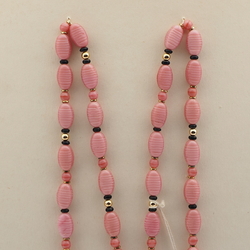 Vintage Czech necklace pink oval marble round glass beads 