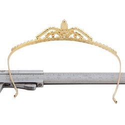 Handmade Czech glass rhinestone tiara crown ball pageant wedding graduation gold tone