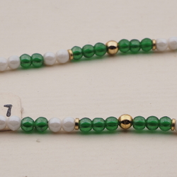 Vintage Czech necklace pearl white green round glass beads 