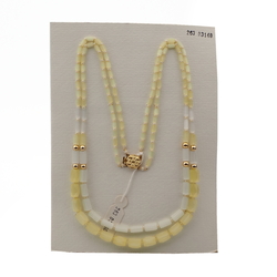 Vintage Czech 2 strand necklace yellow frost satin atlas glass beads 