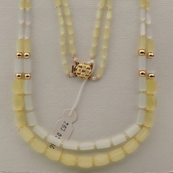 Vintage Czech 2 strand necklace yellow frost satin atlas glass beads 