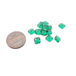 Lot (12) rare Czech antique Emerald green square glass rhinestones 6mm