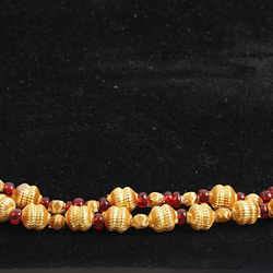 Rare Vintage  Czech necklace hand blown ribbed real 24 k gold lined glass beads