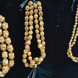 Lot 3x hanks Vintage Czech rare blown hollow 24k gold lined lightweight glass beads card 184pcs