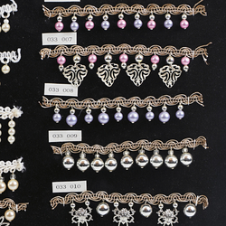 Vintage Czech dangle drop beads 10 ribbon lace trims lamp fringe dress millinery dolls sample card 