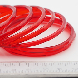 Lot (8) Antique Czech red faceted glass bangles 2.25"