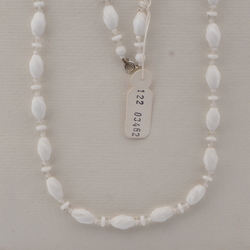 Vintage Czech necklace white twist clear glass beads 25"