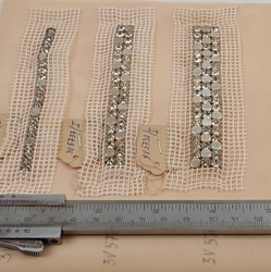 Vintage Czech rhinestone 3 strass lace set glass  trims dress millinery dolls sample card  red tags