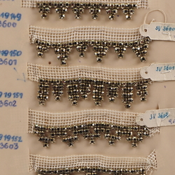 Vintage Czech rhinestone Gold strass lace set glass 6 trims dress sample card 