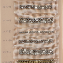 Vintage Czech rhinestone strass lace set glass 7 trims dress millinery dolls sample card