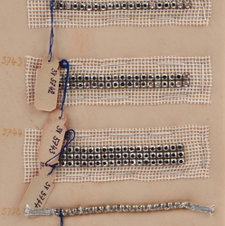 Vintage Czech rhinestone strass lace set glass 5 trims dress millinery dolls sample card  tags