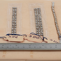 Vintage Czech rhinestone strass lace set glass 5 trims dress millinery dolls sample card  tags