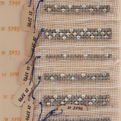 Vintage Czech rhinestone strass lace set glass 7 trims dress millinery dolls sample card 