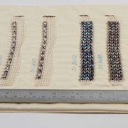 Vintage Czech rhinestone strass lace set glass trims dress millinery dolls sample card 