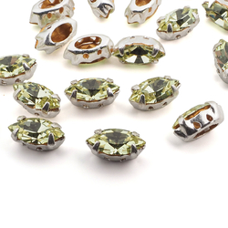 Preciosa Jonquille sew on glue on silver Navettes 10x5 mm 144 pcs marquise faceted rhinestones