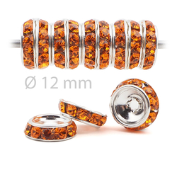 Lot 144 pcs 12mm Premium Czech Lt. Orange Beveled Slant Shrag Rhinestone Rondelles jewelry supplies cabochons buttons