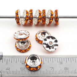 Lot 144 pcs 12mm Premium Czech Lt. Orange Beveled Slant Shrag Rhinestone Rondelles jewelry supplies cabochons buttons
