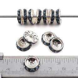 Lot 144 pcs 12mm Premium Czech Montana Blue Beveled Slant Shrag Rhinestone Rondelles jewelry supplies cabochons buttons