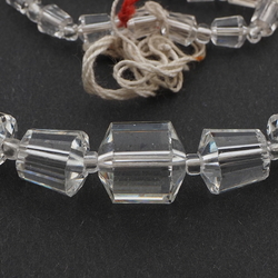 Vintage Czech necklace element cone bugle faceted crystal clear glass beads 