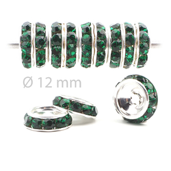 Lot 144 pcs 12mm Premium Czech Green Beveled Slant Shrag Rhinestone Rondelles jewelry supplies cabochons buttons