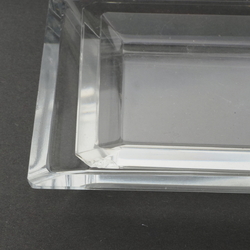 Lot (2) vintage Czech crystal clear glass square trinket dressing table trays