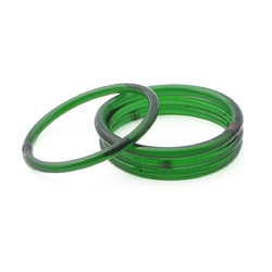 Lot (4) antique Czech green glass bangles hoops rings 2.15"