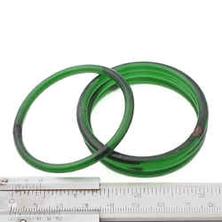 Lot (4) antique Czech green glass bangles hoops rings 2.15"