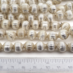 Hank 300pcs 11 x 9 mm Vintage Czech rare Ribbed blown hollow silver lined glass beads