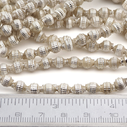 Hank 300pcs 7 mm Vintage Czech rare Ribbed blown hollow silver lined glass beads