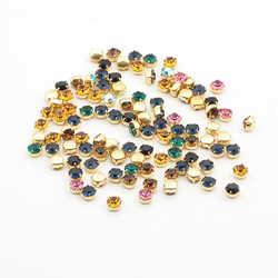 Lot 100 pcs 5 mm Vintage Round brass prong setting faceted rhinestones wedding design fancy chaton stones