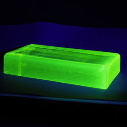 Czech uranium UV glow rectangle glass block lampwork beading craft design art installation