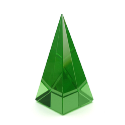 Czech GREEN uranium glow glass Pyramid 7 cm paperweight ornament Art display - kopie