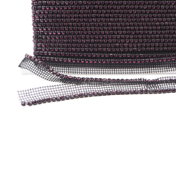 1 Meter Preciosa ss22 purple amethyst rhinestone black mesh, strand jewel Diamante trim banding sew embellishment