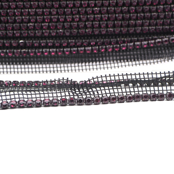 1 Meter Preciosa ss22 purple amethyst rhinestone black mesh, strand jewel Diamante trim banding sew embellishment