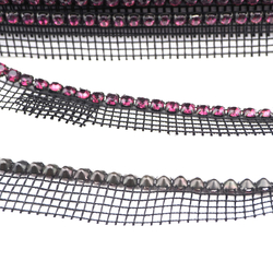 1 Meter Preciosa ss22 purple amethyst rhinestone black mesh, strand jewel Diamante trim banding sew embellishment